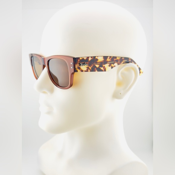 Ray-Ban Sunglasses Mega Wayfarer RB0840-S Polished Transparent Frame Brown Lens - Picture 4 of 16
